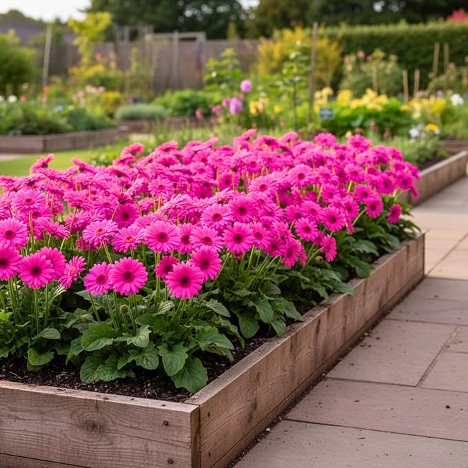 Sets 4 Pink Gerbera Daisy Live Plants, Ready to Bloom in Spring, Flower Winter Hardy Outdoor Planting
