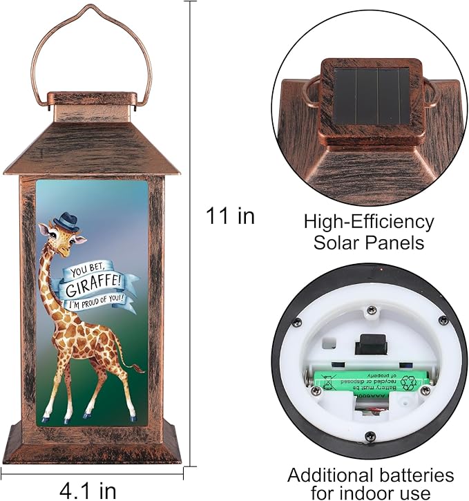 Solar Lanterns for Garden Decor,Waterproof Design Ideal Birthday Gifts for Women, Mom, and Grandma Solar LED Hanging Lights for Yard, Patio, Lawn, and Porch(Giraffes)