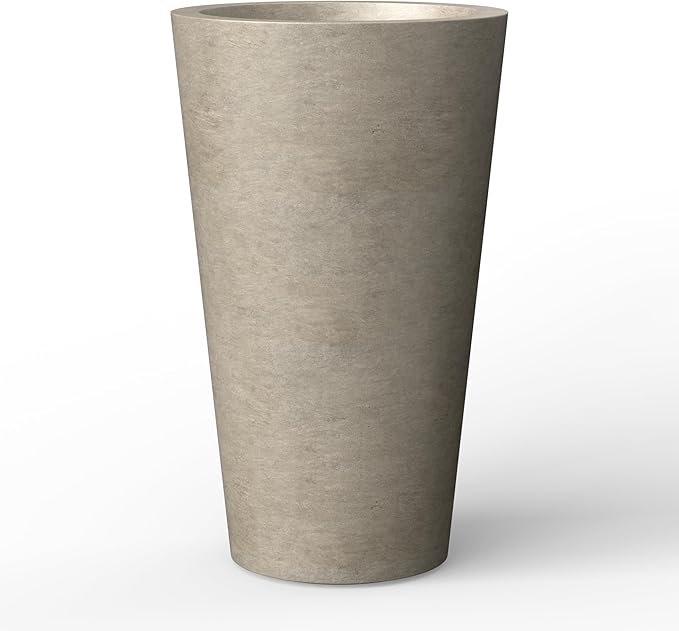 Kante Tall Concrete Planter, 19.7 Inch Height Large Flower Pot for Indoor Outdoor Plants, Suitable for Home, Patio, Garden, Porch, Weathered Concrete