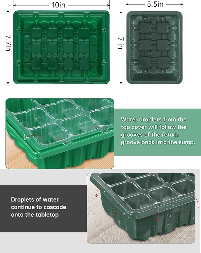 RODINTO 4 Packs Medium Seed Starter Tray, Adjustable Brightness and Timer, Upgraded 24 Full Spectrum LEDs, Seed Starter Kit with Drainage Holes, Tools and Labels for Indoor Plant Growing