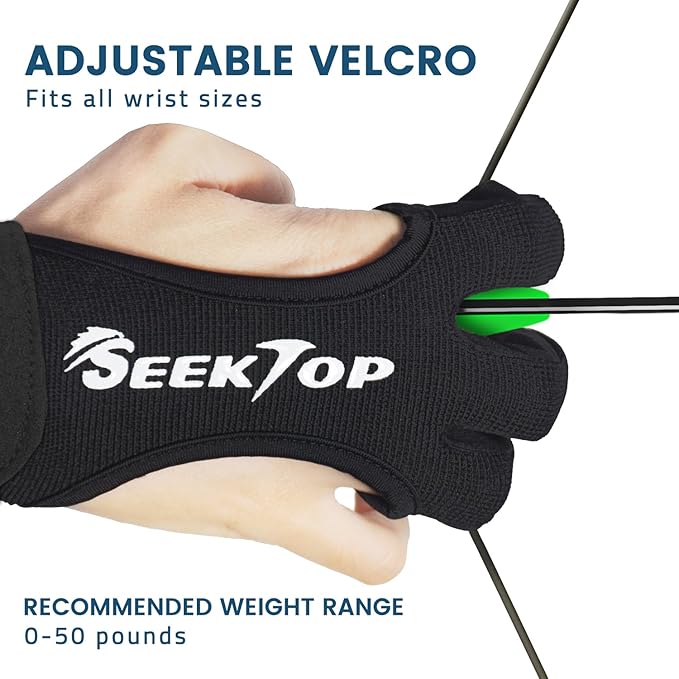 Seektop Archery Gloves Shooting Hunting Leather Three Finger Protector for Youth Adult Beginner