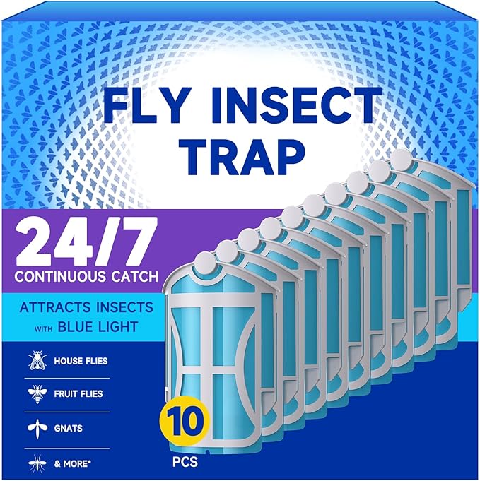 10 Pack Flying Insect Trap Refills, Compatible with Flying Insect Trap M364 M364A and Max, Catch Gnats, House & Fruit Flies - Easy to Use - Mess-Free Disposal