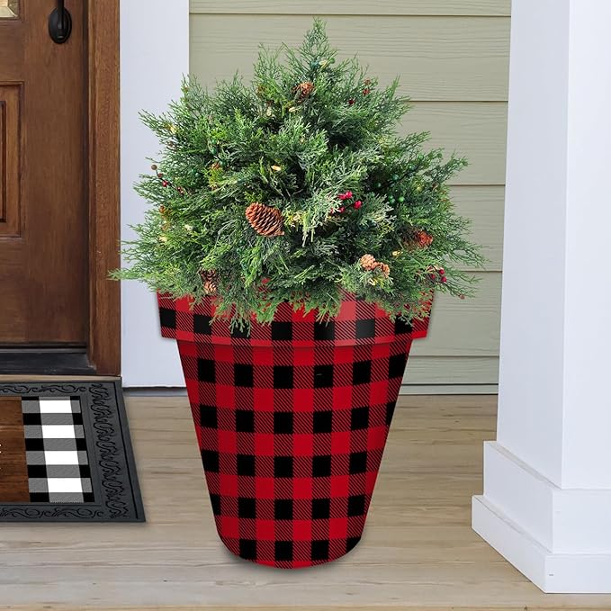 Briarwood Lane Red and Black Buffalo Check Large Planter