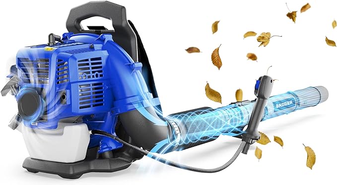 WILD BADGER POWER Leaf Blower Backpack, 43cc Gas Powered Strong Air Flow , Light Weight 17.4 lbs, Ideal for Leaf, Sand, Gravel, Snow, Yard and Driveway