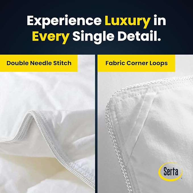 Serta Goose Feathers Down Fiber Comforter King Size Duvet Insert,100% Cotton, Hotel Luxury Hypoallergenic Comforter All Season Medium Warmth 106 x 90 in White