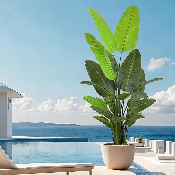 Bird of Paradise Plant Artificial 7FT - Tall Faux Plants Indoor with 22 Lifelike Leaves Trunks, 84" Large Fake Tropical Floor Plant for Home Office Living Room Bedroom Indoor Decor