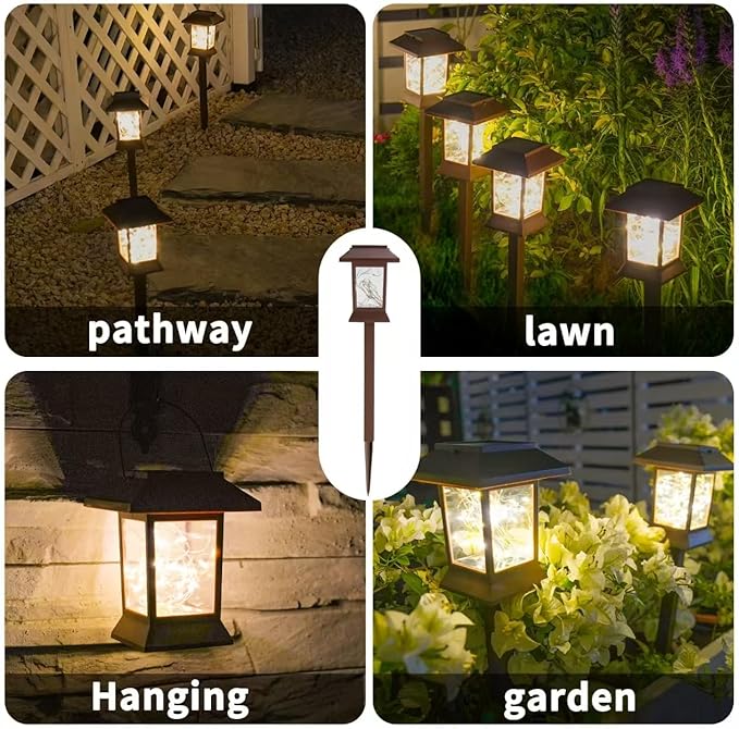 Glosola 6Pack Solar Pathway Lights Outdoor Waterproof IP65, Solar Lights Outdoor with Hook, Upgraded 1000mAH Battery, Up to 12Hrs, Auto On/Off, Garden Decor for Yard, Driveway, Walkway (LED)