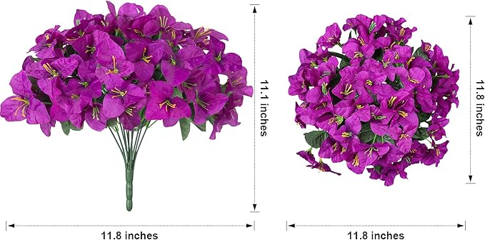 Fake Bougainvillea Artificial Flowers for Outdoors Spring Summer Decor, 4 Bundles Realistic Faux Silk Outside Flowers UV Resistant Faux Plants for Planter Patio Front Door Window Garden Home, Purple