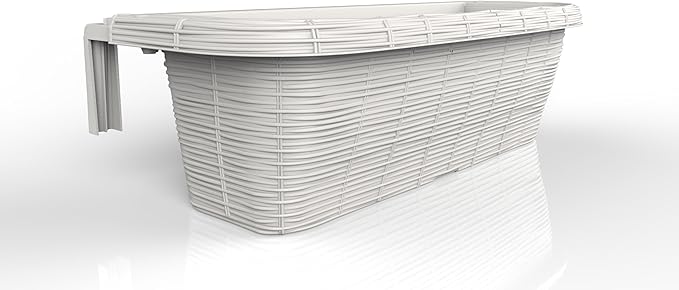 Apollo Exports International AP-30312 24" Adjustable Railing Planter, Ratan Look, White