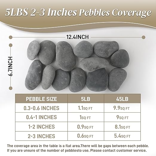 Quibbay 5 lbs Mexican Beach Pebbles, 2-3 Inch Decorative River Rocks for Fish Tank Aquarium Fountain, Decorative Pebbles for Garden Landscaping, Home Décor, Outdoor Paving Walkways Pathways Backyard