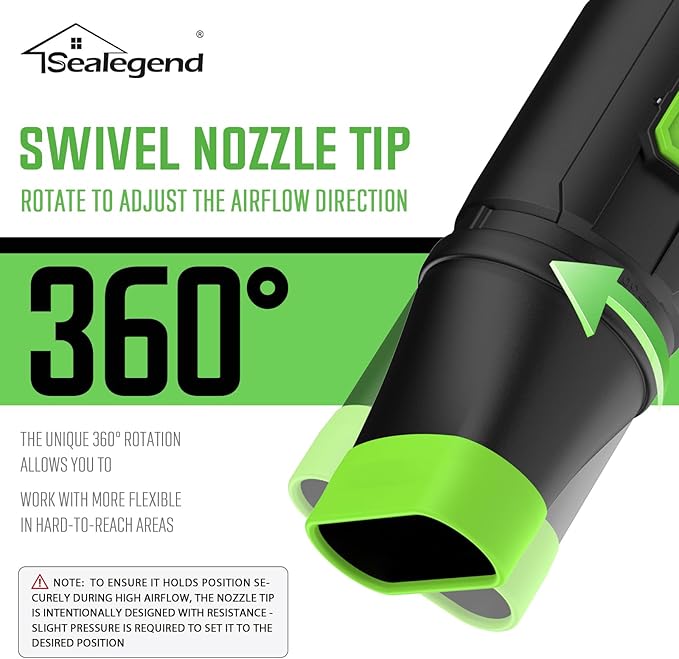 Sealegend Car Drying Nozzle Compatible with EGO Leaf Blower Models 530 575 580 615 650 670 765, Compact Nozzle Attachment for Easy Snow & Leaves Removing, 360°Rotation & Scratch Protection, 9.5 in.