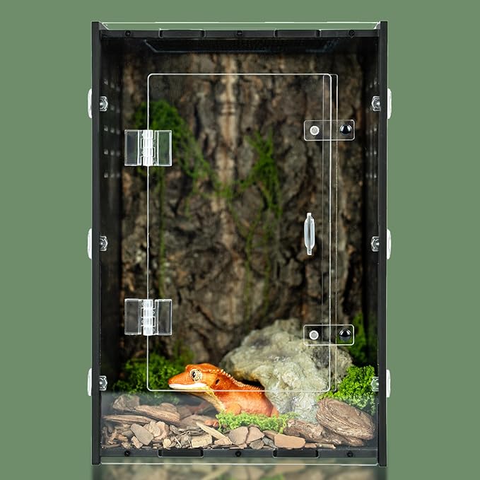maiyuolg Reptile Tank 8x8x12 Terrarium – PVC Reptile Enclosure, Lizard Tank, Crested Gecko Tank for Small Reptiles & Invertebrates