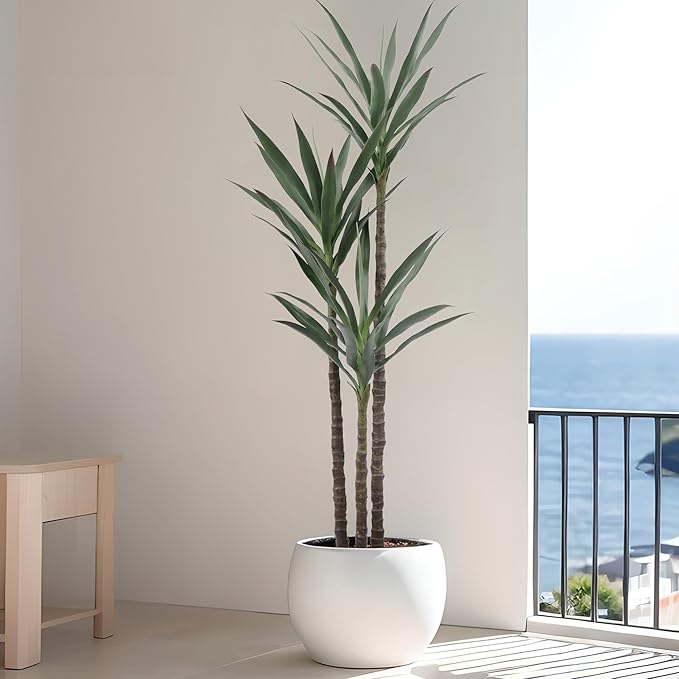 Artificial Tree 5.3ft Faux Agave Plant with 45 Leaves and 3 Realistic Trunks,Fake Floor Potted Artificial Tall Plants for Home Office Garden Decor Indoor (5.3Feet,1Pack)