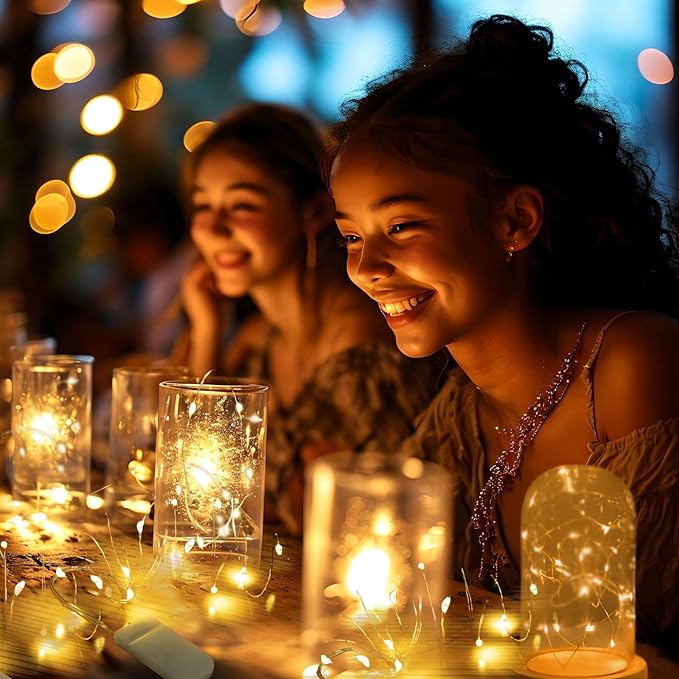 12 Pack Fairy Lights Battery Operated String Lights, 10 LED on 3.3ft Silvery Copper Wire,High Brightness for Wedding Christmas Flowers Gift Box Decoration (12 Pack, Warm White)