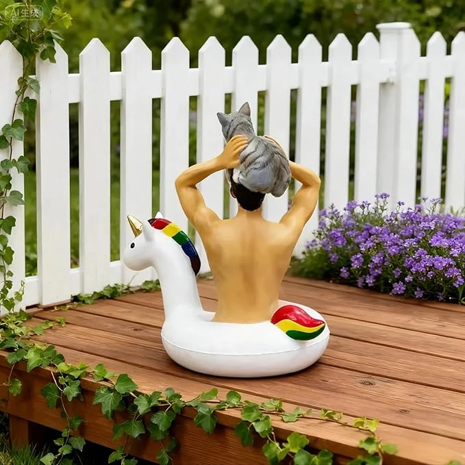 Funny Merman Statue-Sitting Unicorn Merman Figure Ornament -Great Home &Garden Sculpture for Decorate Swimming Pool/Pond/Planter Stands/Book Shelf/Corner Table, Christmas Unique Gifts