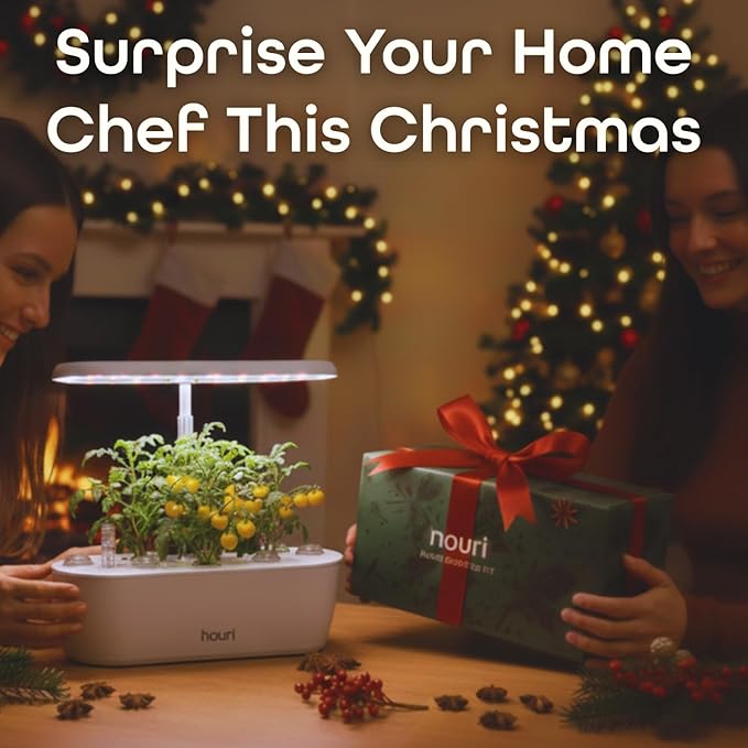 Nouri 12 pod APP Smart Garden for Home Cooks | w/Heirloom Salad | Hydroponics Growing System | LED Grow Lights | Indoor Herb Garden Kit | Herb Growing Kit Indoors for Plant Lovers, Gardeners, Kitchen
