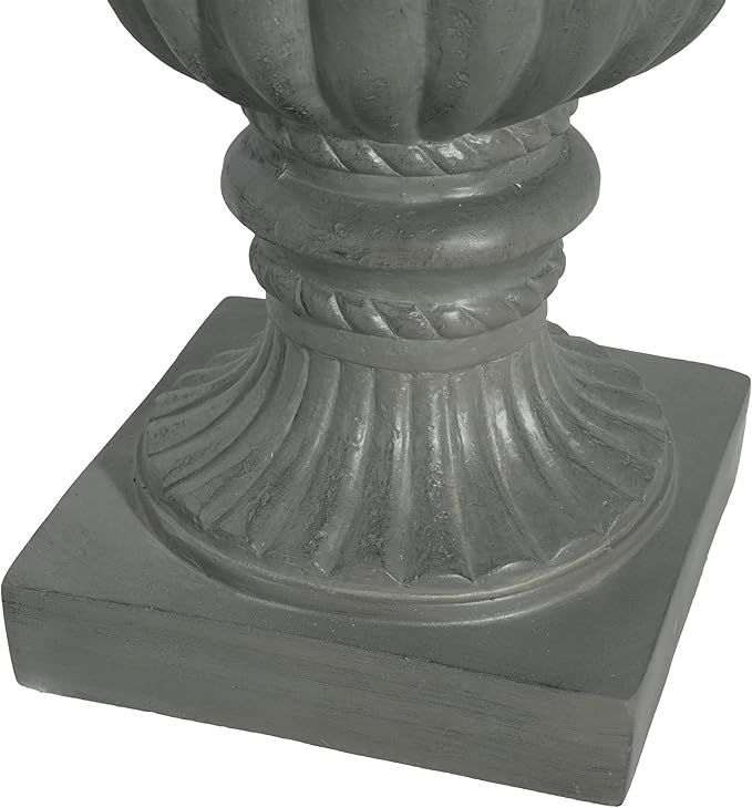 Merax 26.25'' Tall Antique Urn Planter, Classic Garden Urn for Indoor & Outdoor Use, Large Patio & Living Room Decor Planter, Gray