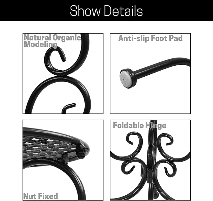 NAKUPE Metal Plant Stands Indoor Outdoor, Heavy Duty Flower Pot stand 22.5 inch Tall, Planter Pedestal Holder Rack for Patio Garden Porch Corner House Deck, 2 Pack(Black)