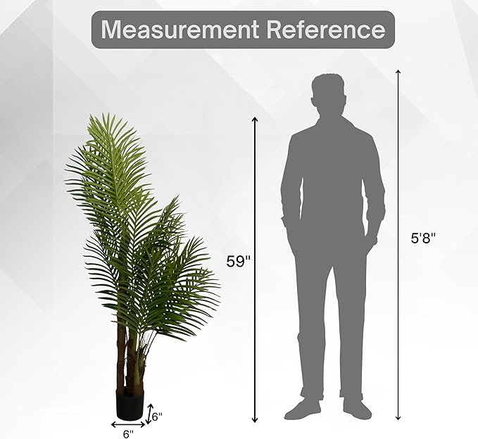 XBrand 59.1-Inches Artificial Palm Tree in Pot for Indoor Outdoor Home Office Store, Great Housewarming Gift