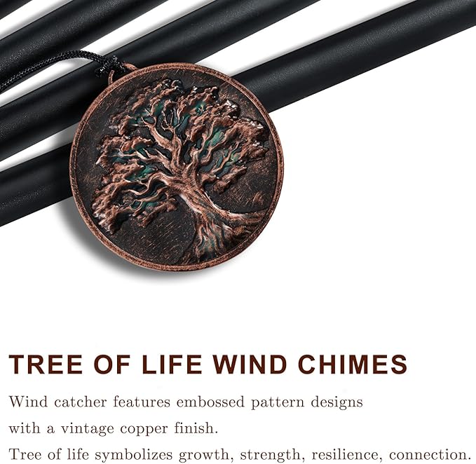 Gabzart Wind Chimes for Outside, Vintage Tree of Life Deep Tone Wind Chime Outdoor Clearance, Memorial/Festivals/Birthday Gift for Mom Dad Women Grandma, Garden Porch Patio Decor (32" Tree of Life)