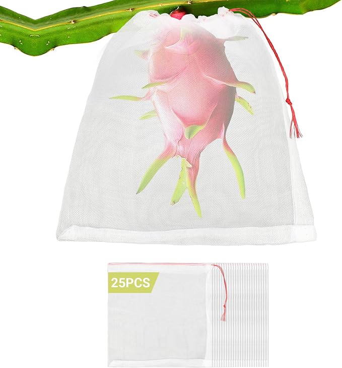 25pcs 10x10 Inch Plant Protection Cover Bags with Drawstring, Garden Netting for Fruit Trees, Vegetables, Flowers Against Bugs Birds Squirrels