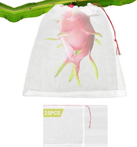 25pcs 10x10 Inch Plant Protection Cover Bags with Drawstring, Garden Netting for Fruit Trees, Vegetables, Flowers Against Bugs Birds Squirrels
