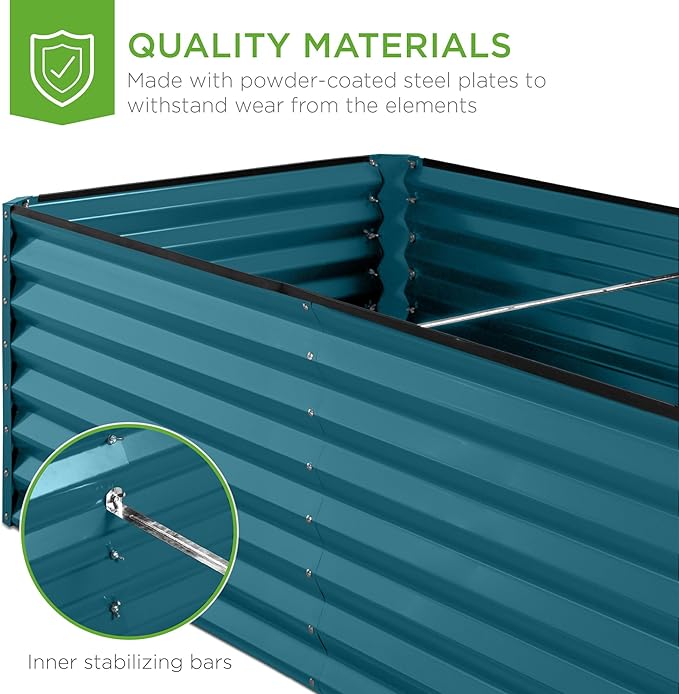 Best Choice Products 6x3x2ft Outdoor Metal Raised Garden Bed, Deep Root Box Planter for Vegetables, Flowers, Herbs, and Succulents w/ 269 Gallon Capacity - Peacock Blue