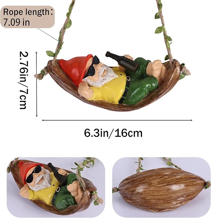 Garden Gnome Outdoor Statues – Resin Yard Gnomes Decorations for Patio, Porch, Trees, Backyard, Funny Garden Figurines for Yard Tree Trunk Decor, Novelty Garden Gift