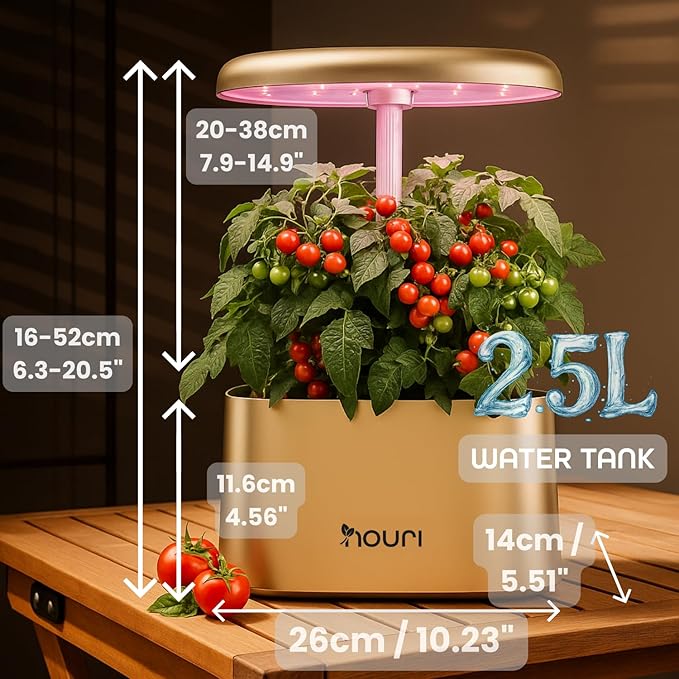 Nouri 5 pod APP Smart Garden for Home Cooks | w/Heirloom Basil | Hydroponics Growing System | LED Grow Lights | Indoor Herb Garden Kit | Herb Growing Kit Indoors for Plant Lovers, Gardeners, Kitchen