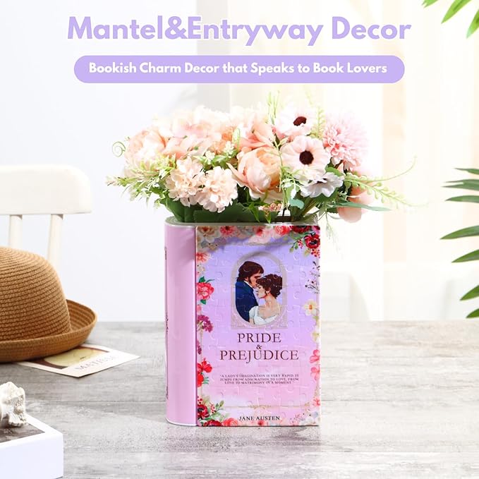 MYLARREN 3D Puzzle Vase for Adults Kids, 120 Pcs Puzzle Book Vase for Flowers, Arts and Crafts for Kids 4-6, Adults, Girls, Cute Unique Vases, Books Lover Gifts for Women(Pride Prejudice)