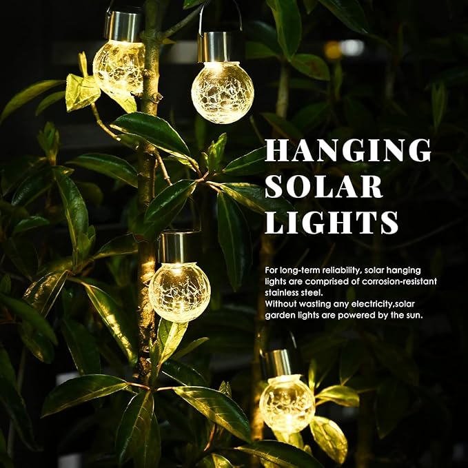 SOLPEX 12 Pack Hanging Solar Lights Outdoor,Solar Outdoor Lights Decorative, Solar Powered Waterproof Light, Hanging Globe Light for Garden, Yard, Patio, Lawn, Flower Bed(Warm White)
