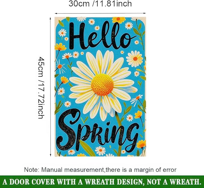 Spring Garden Flag Spring Yard Flag Vibrant Daisy "Hello Springs" Backdrop Design Double-Sided 12x18 Inches Garden Flags for Outside Yard Flag for Seasonal Outdoor Decor