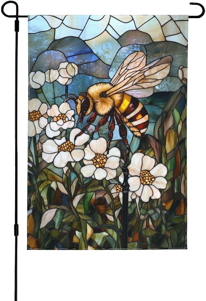 Glass Of Insect Garden Flag 12x18 Inch Double Sided All-Weather Polyester Outdoor Flag For Patio Lawn Yard And Garden Welcome Decor
