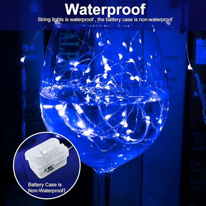AIKEI 6 Pack LED Fairy Lights Battery Operated, Mini String Lights Waterproof 7FT 20 Led Firefly Starry Lighting for Wedding Party Bedroom Garden Halloween Christmas Inodoor Outdoor Decorations Blue