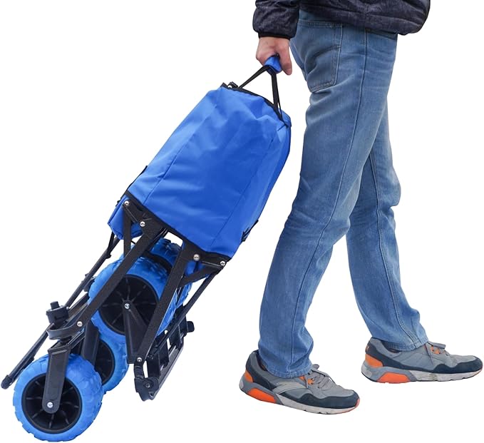 Impact Canopy Folding Collapsible Utility Wagon with All-Terrain Wheels, Royal Blue