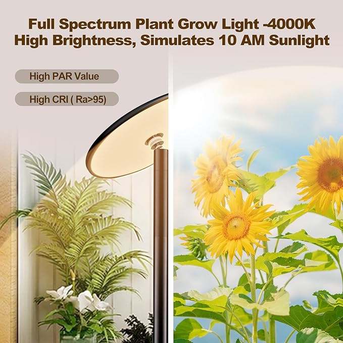 AJABotanics 40W Full Spectrum Tall Grow Light, 85’’ Adjustable Standing Plant Light for Indoor Plants, 10-Level Dimmable with 4/8/12H Timer, Sunlike for Large Plants & Indoor Trees