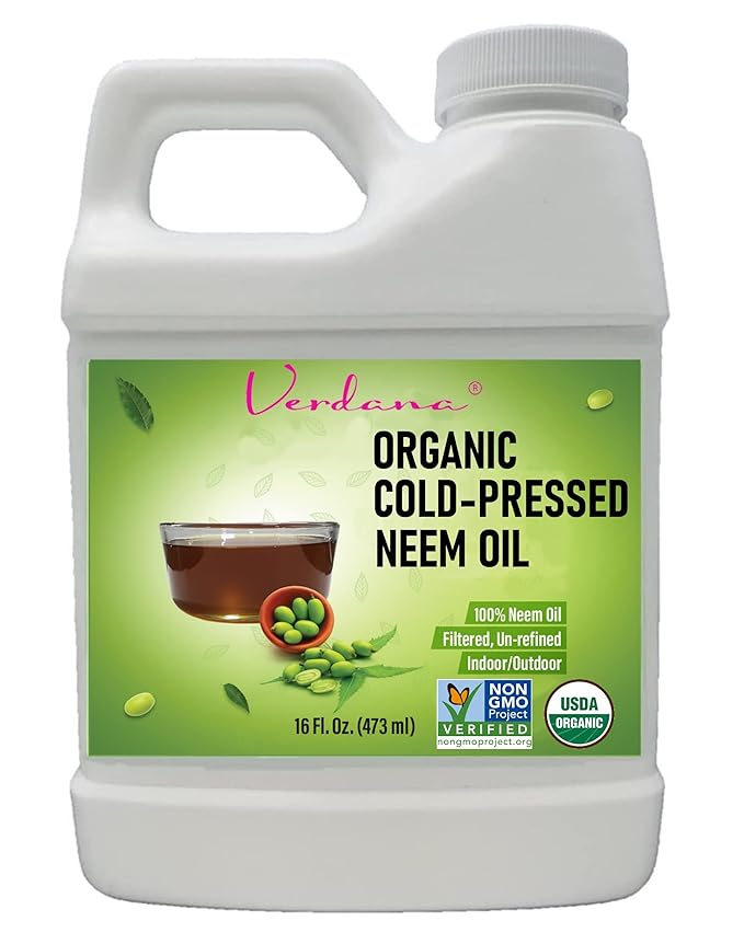 Verdana Organic Neem Oil – Cold Pressed, 100% Pure Neem Seed Oil, Concentrated Multi-Purpose Oil for Skin, Hair & Plant Use, No Additives - 16 Fl Oz