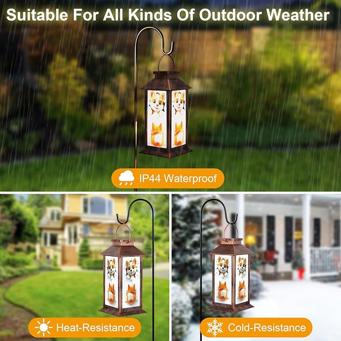 Pawatee Solar Hanging Lanterns, Bronze, Cat Style, LED, Waterproof, Perfect for Outdoor Decor, Patio, Lawn, Porch