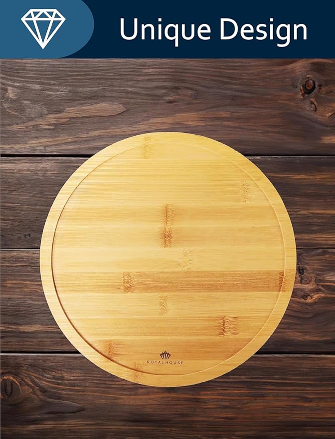 RoyalHouse Personalized Round Cheese Board, Custom Engraved Bamboo Charcuterie Board, Ideal for Weddings, Bridal Showers, and Special Occasions