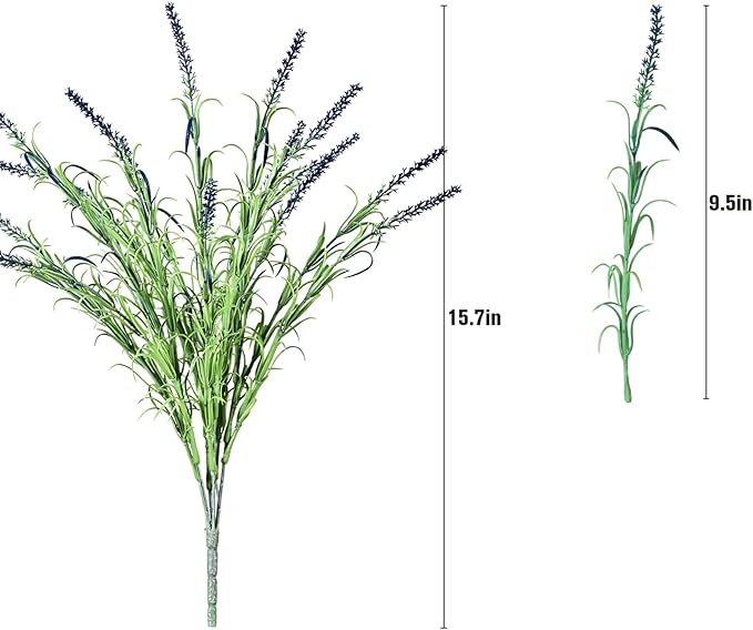 HIFORESTAR UV-Resistant Artificial Lavender Flowers – Certified Fade-Proof Outdoor Decor – Realistic Purple Fake Plants for Patio, Garden, and Landscaping (UV Resistant Dark Purple Lavender)