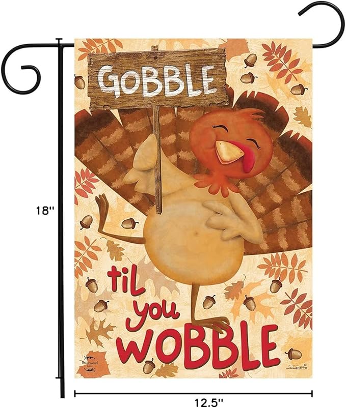 Briarwood Lane Gobble Turkey Thanksgiving Garden Flag