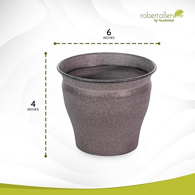 Headwind Natural Ironstone Timberline Collection - 6" Cappuccino Decorative Planter for Outdoor Pots for Plants – Modern Indoor Plant Pots, Large & Small Planters for Indoor Plants by Robert Allen