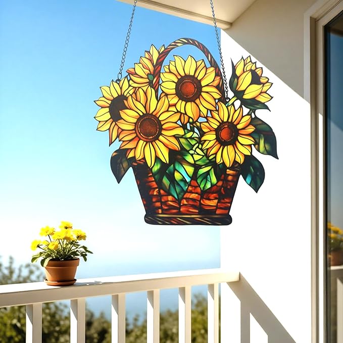 Acrylic Hanging Sunflower for Window Doors Home Decoration，Sun Catchers for Windows Hanging，Valentine's Day Mother's Day Birthday Gifts (TYU730)