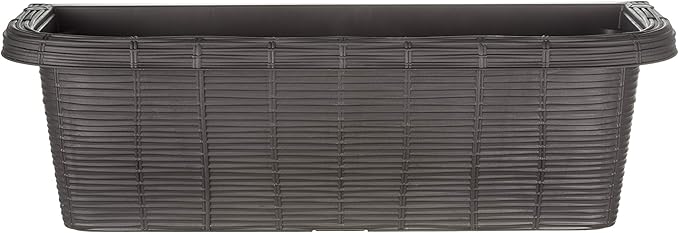 Apollo Exports International AP-30311 24" Adjustable Railing Planter, Ratan Look, Grey, Rectangular Shape