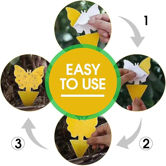 58 Pack Flying Insect Traps for Plants – Yellow Sticky Traps for Fungus Gnats, Flies & Flying Bugs, Indoor Outdoor Flying Bug Catcher for Pots, Garden & Kitchen, Non-Toxic, Odorless, Kid & Pet Safe