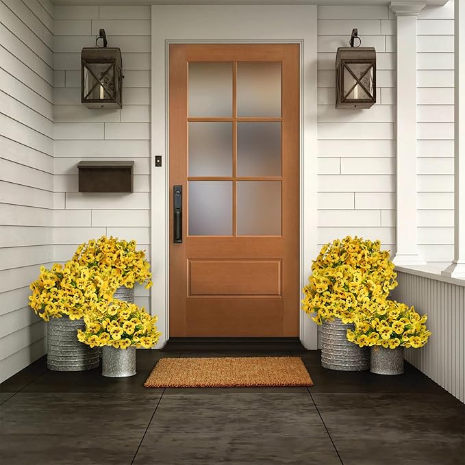SupBri 12 Bundles Artificial Flowers for Outdoor, UV Resistant Fake Pansy Flowers, Silk Faux Fowers for Outdoor Planters Home Garden Office Patio Front (12,Yellow)