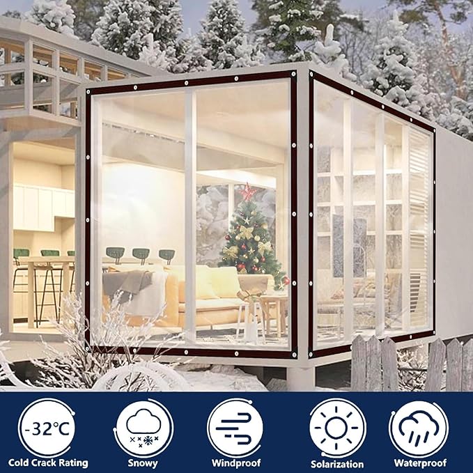 Clear Tarps Waterproof 5X6 with Grommets Clear Vinyl Tarp Heavy Duty Outdoor Clear Plastic Tarp Clear PVC Covering for Patio Henhouse Porch Canopy Plant Camping