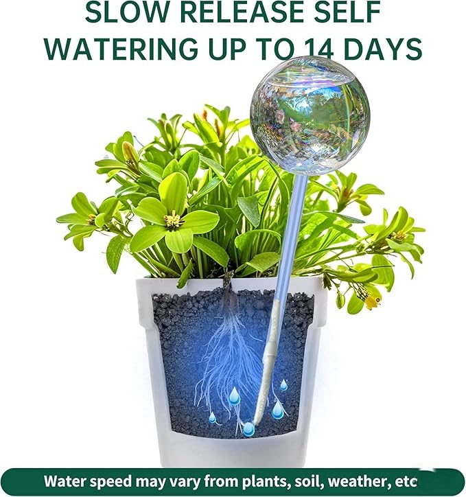 zHzHGuo 13 oz Up 2 Weeks Extra Large Watering Globes, Light Iridescent Plant Watering Globes, Water Globes for Indoor Plants, Watering Globe, 2 Pack
