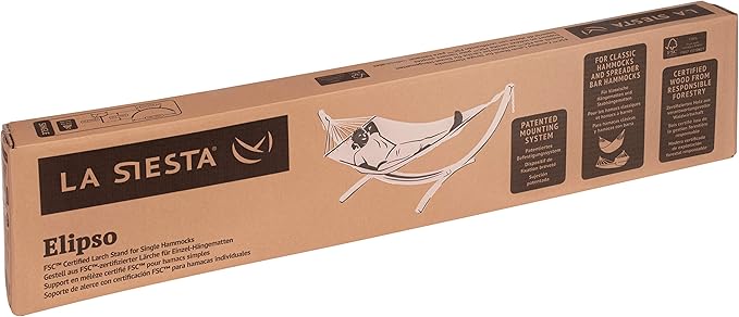 LA SIESTA® Elipso Nature Wood Hammock Stand for Indoor and Outdoor, FSC-Certified Larch Wood Stand, Wooden Hammock Stand only for Double Hammocks, Heavy Duty Hammock Stand Hammock Frame - Double Size