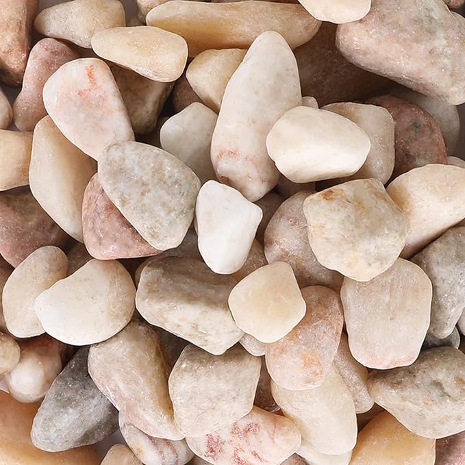 Ausluru 11lbs Natural River Rocks, Polished Pebbles for Plants Garden, 1-2 inch Decorative Peach Stones, Ideal for Fish Tank, Vases, Crafting, Home Decor and Garden Landscaping Rocks,Peach